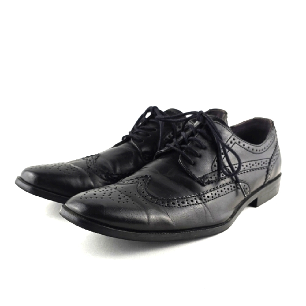 GUESS Men's Classic Black Oxford Wingtip Lace Up Dress Shoes Lightweight 10.5